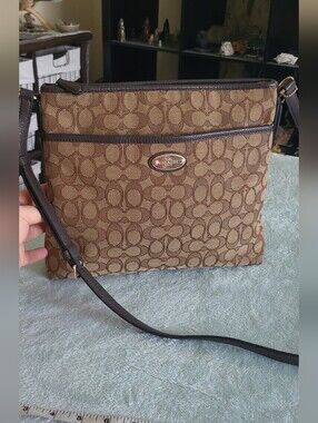 Coach Signature Brown Canvas Crossbody Bag